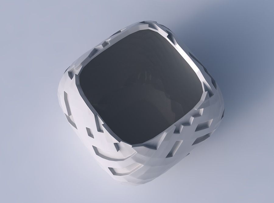 Bowl semi-quadratic with cavities 3D print model_2