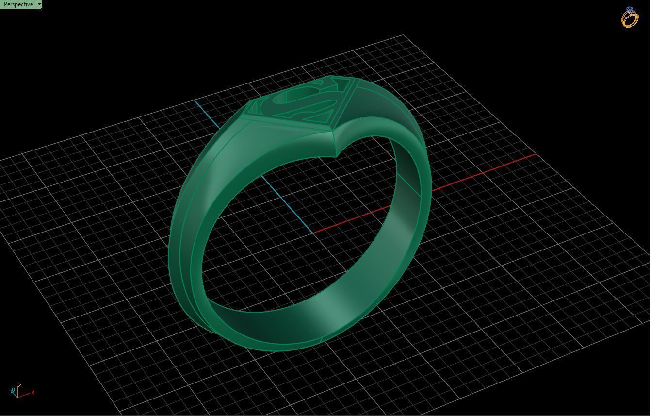 Superman Signet Ring 3D print model_1