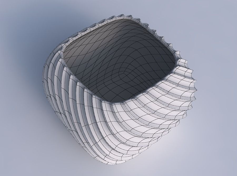 Bowl semi-quadratic with extruded vertical lines 2 3D print model_6