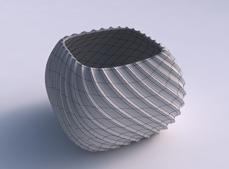 Bowl semi-quadratic with extruded vertical lines 2 3D print model_5