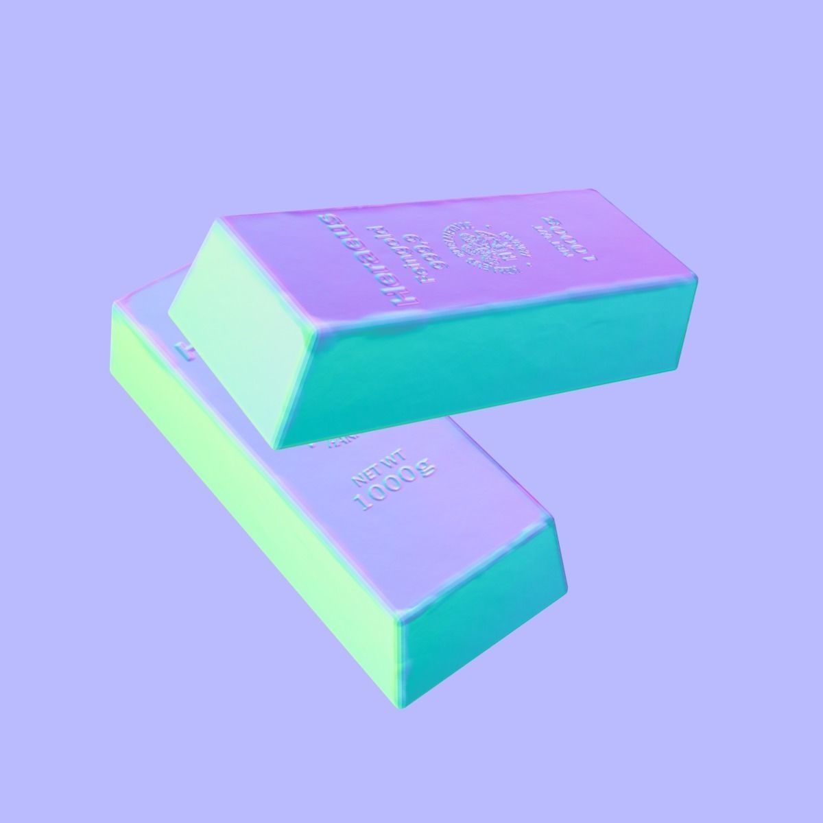 gold bar low polygon model 3D model_13