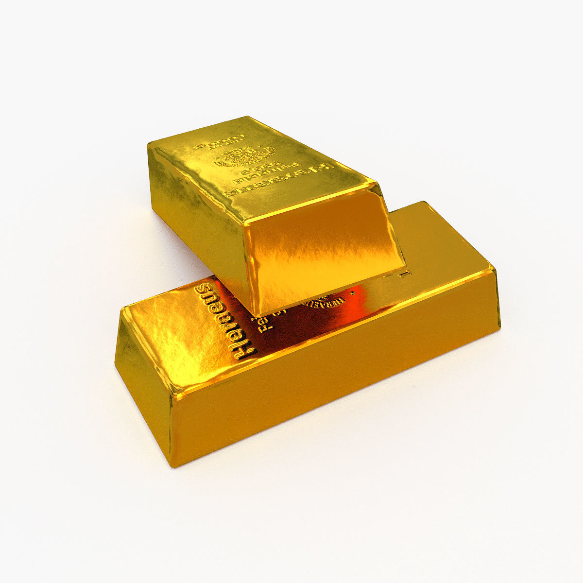 gold bar low polygon model 3D model_2