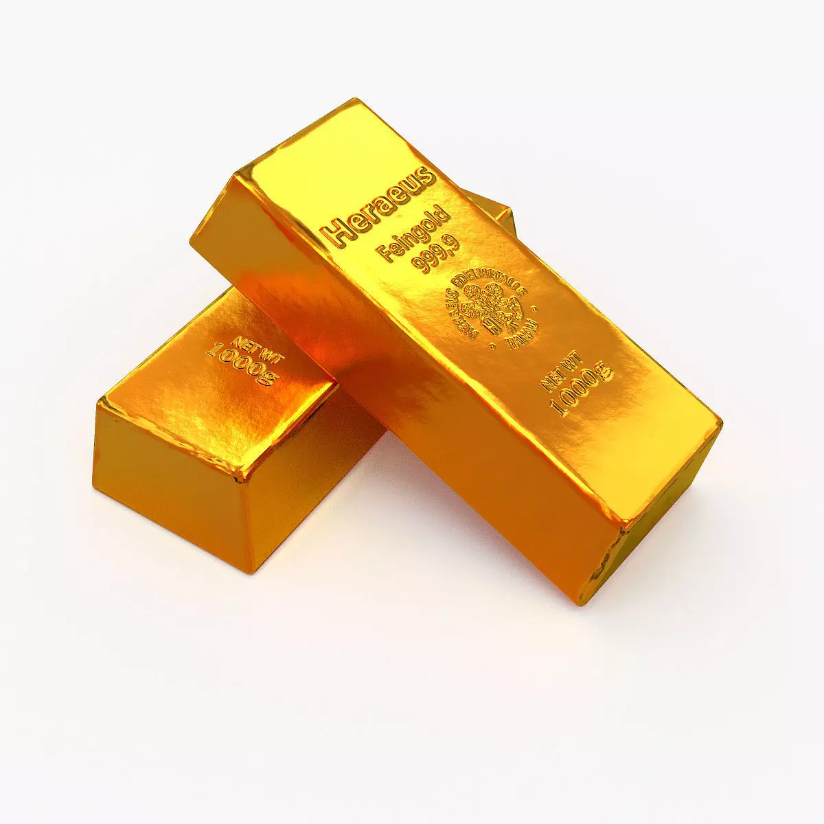 gold bar low polygon model 3D model_0
