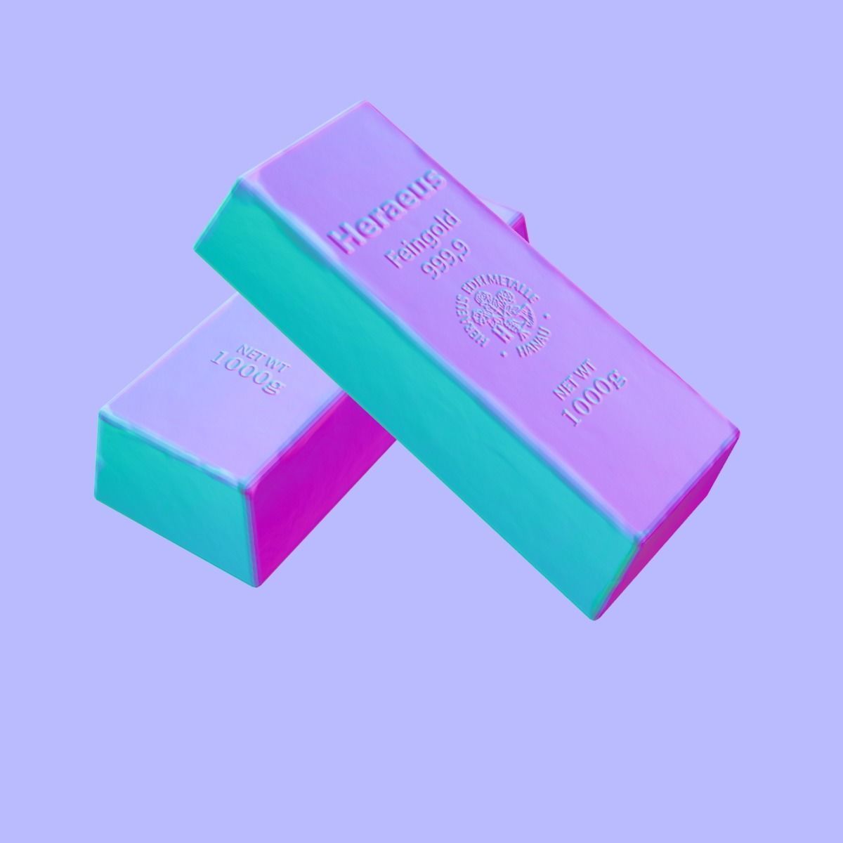 gold bar low polygon model 3D model_14