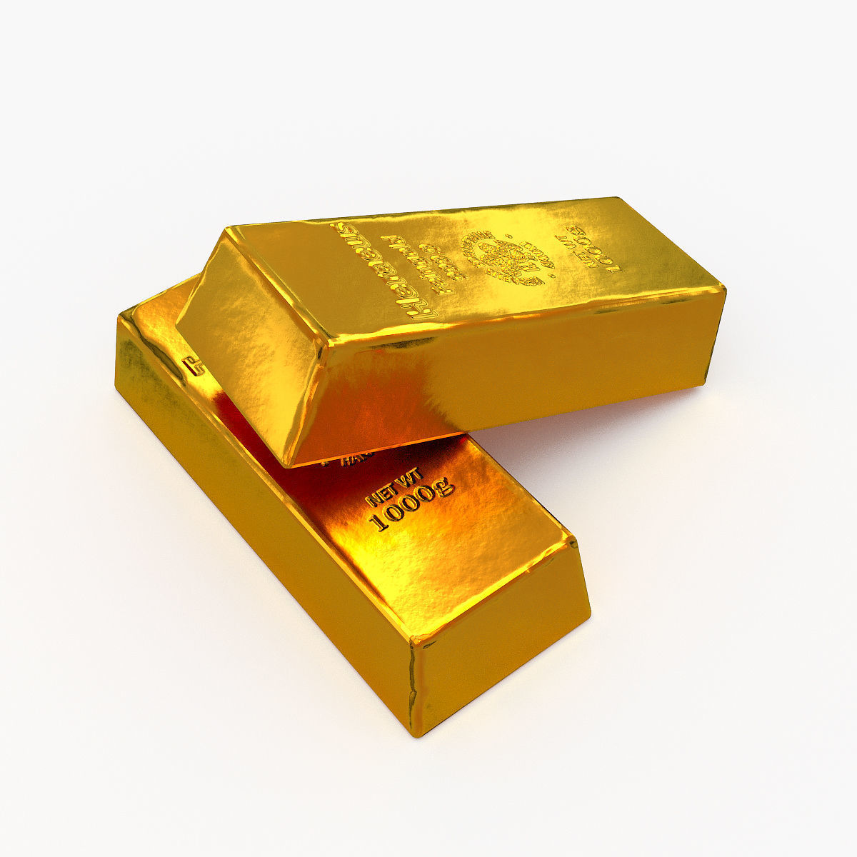 gold bar low polygon model 3D model_3