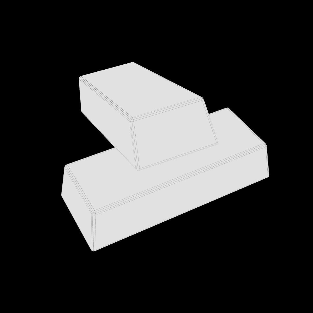 gold bar low polygon model 3D model_8