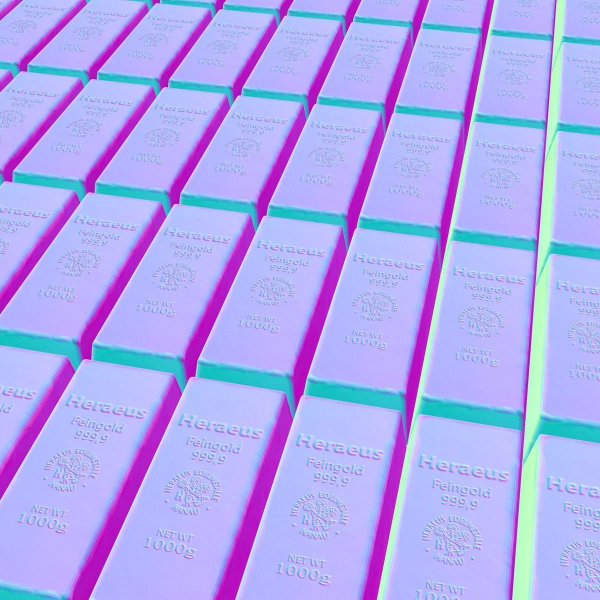 gold bar low polygon model 3D model_16