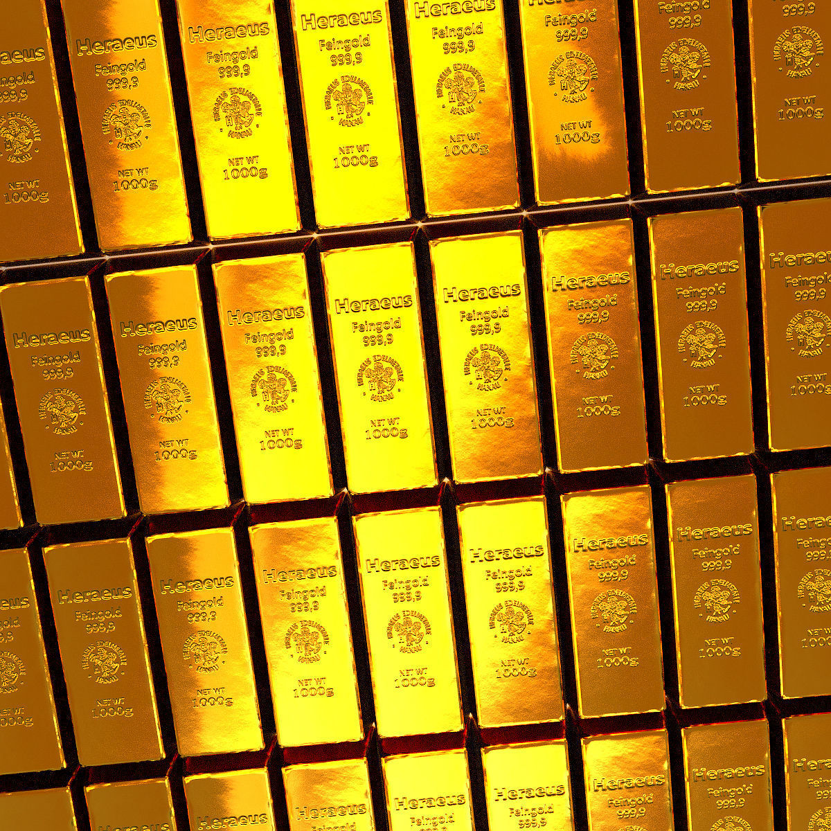gold bar low polygon model 3D model_4