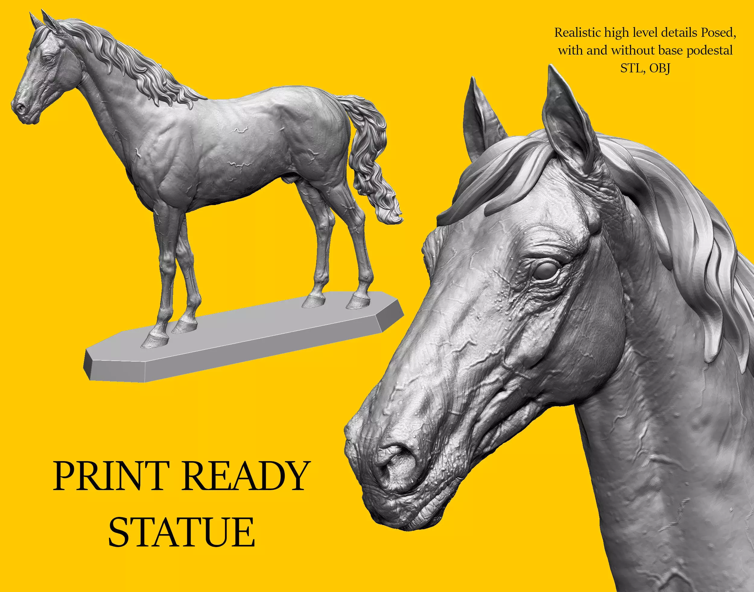 Horse print ready model 3D print model_0