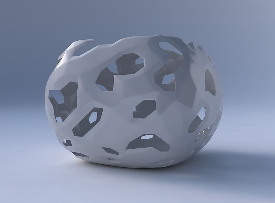 Bowl semi-quadratic with faceted cuts 3D print model_4