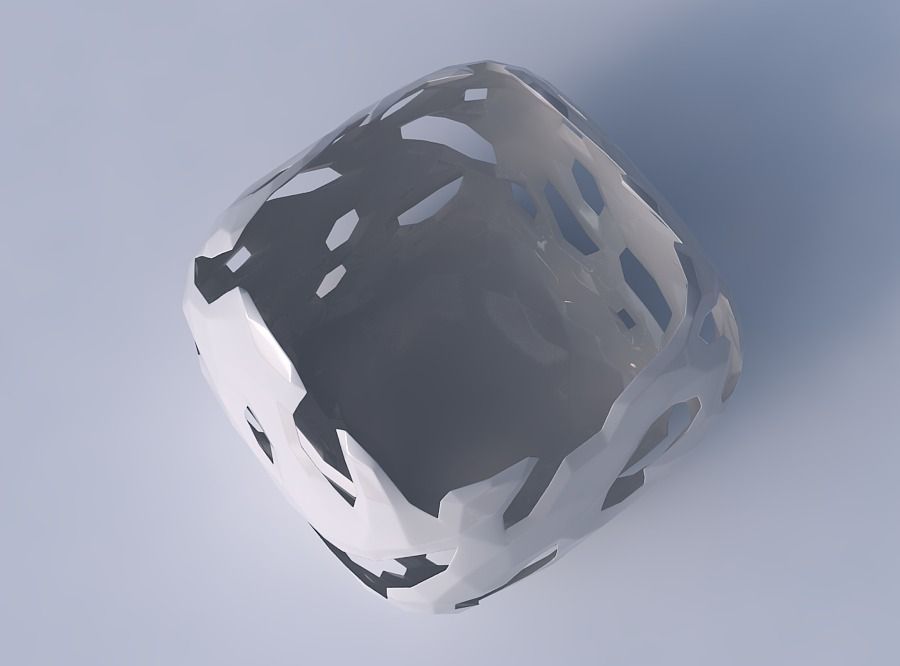 Bowl semi-quadratic with faceted cuts 3D print model_2