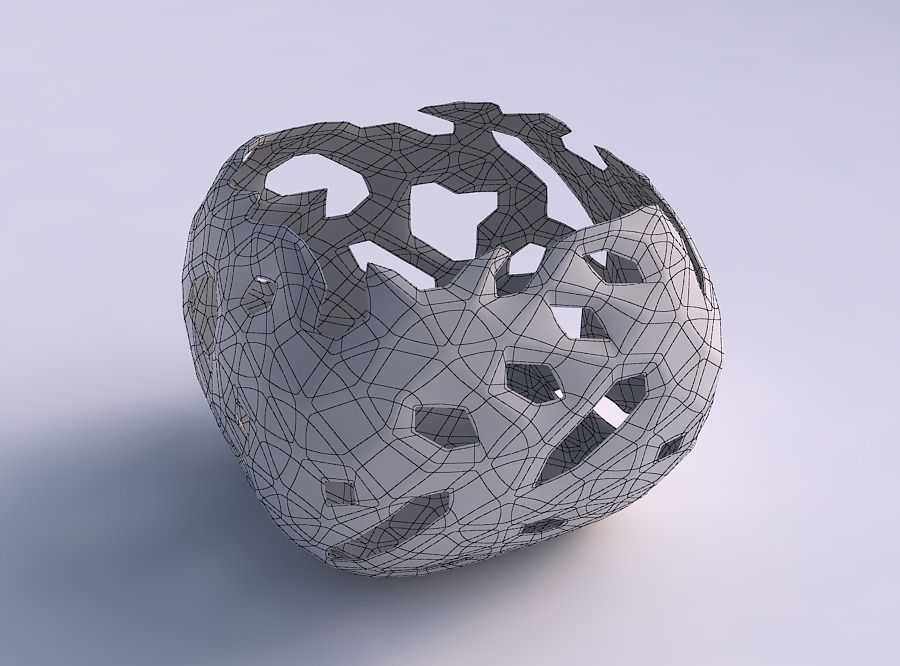 Bowl semi-quadratic with faceted cuts 3D print model_5