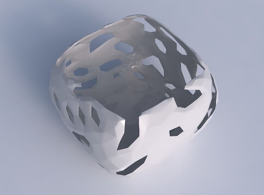 Bowl semi-quadratic with faceted cuts 3D print model_1