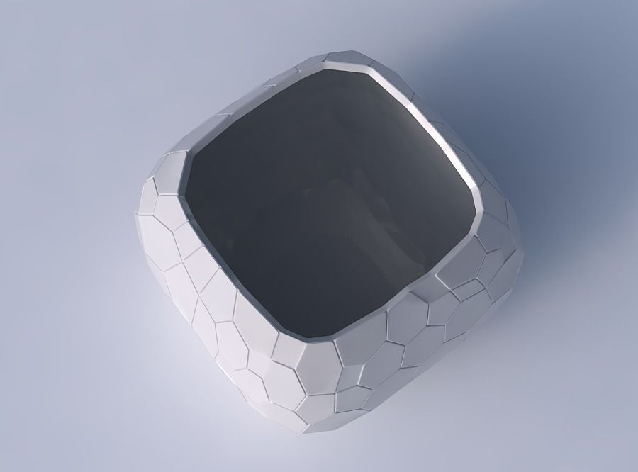 Bowl semi-quadratic with fine organic cells 3D print model_2