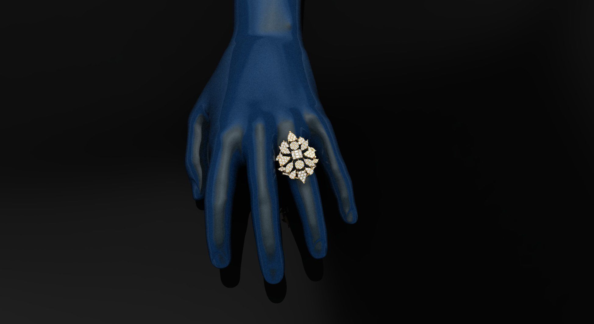 AR-DIAX-Z013 diamond cluster ring gold 3D print model_1