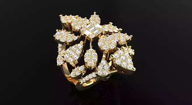 AR-DIAX-Z013 diamond cluster ring gold