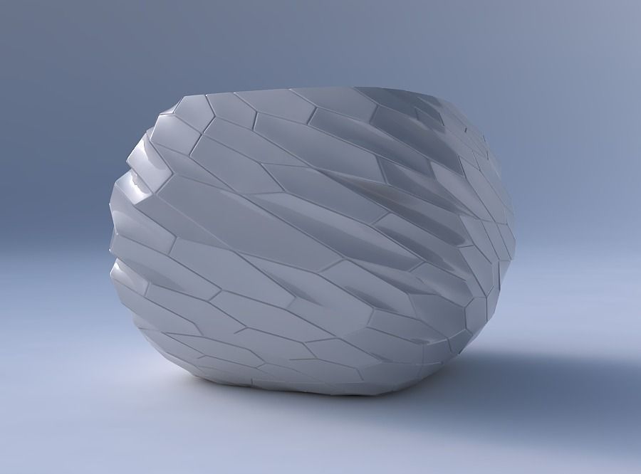 Bowl semi-quadratic with fine twisted organic cells 3D print model_4