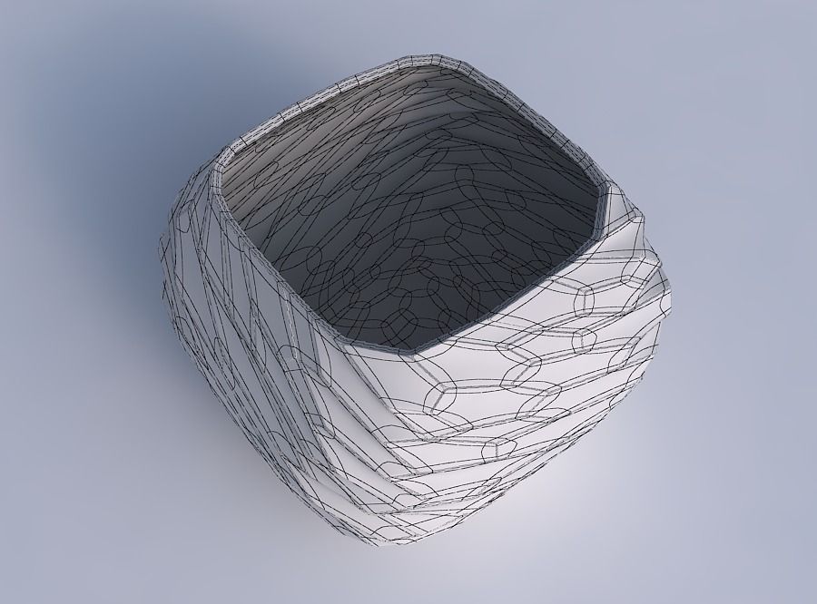 Bowl semi-quadratic with fine twisted organic cells 3D print model_6