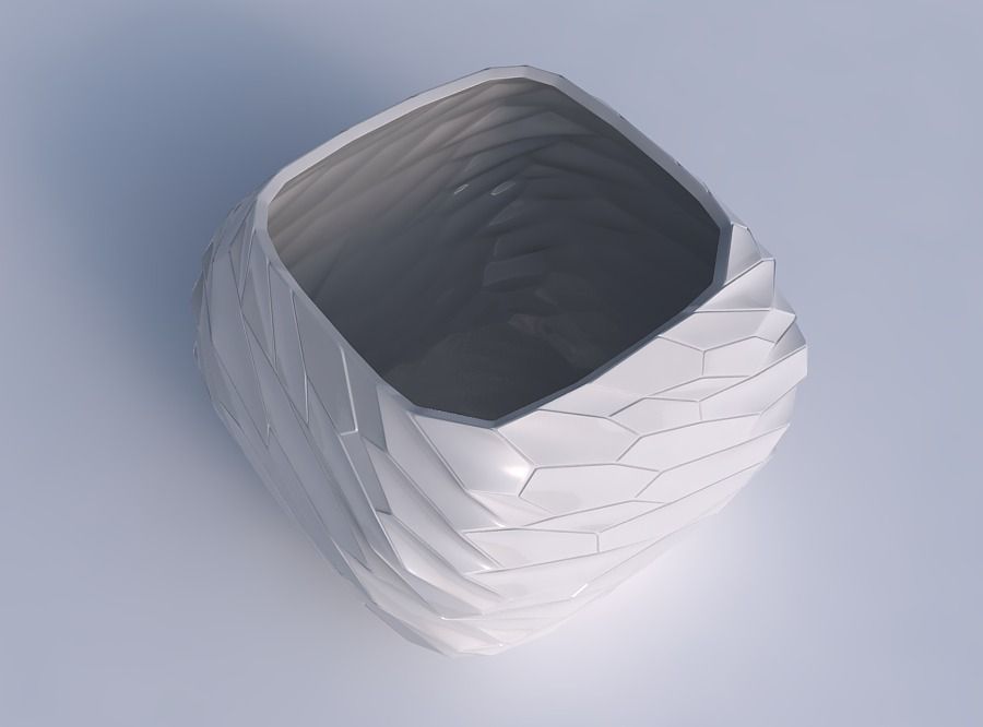 Bowl semi-quadratic with fine twisted organic cells 3D print model_1