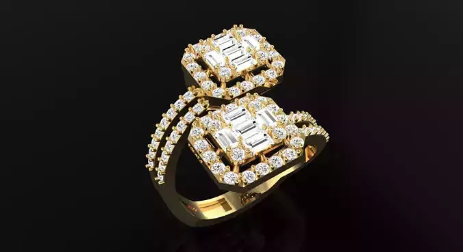 AR-DIAX-Z017 ring with baguette cut diamonds