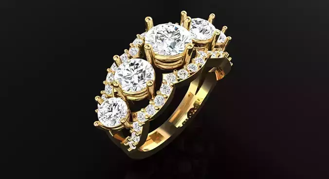AR-DIAX-Z018 gold ring with three diamond stones