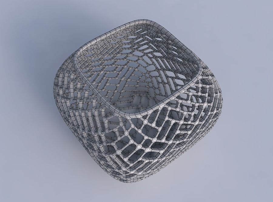 Bowl semi-quadratic with lattice tiles 3D print model_6