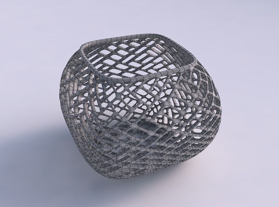 Bowl semi-quadratic with lattice tiles 3D print model_5