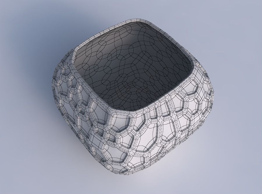 Bowl semi-quadratic with organic dents 3D print model_6