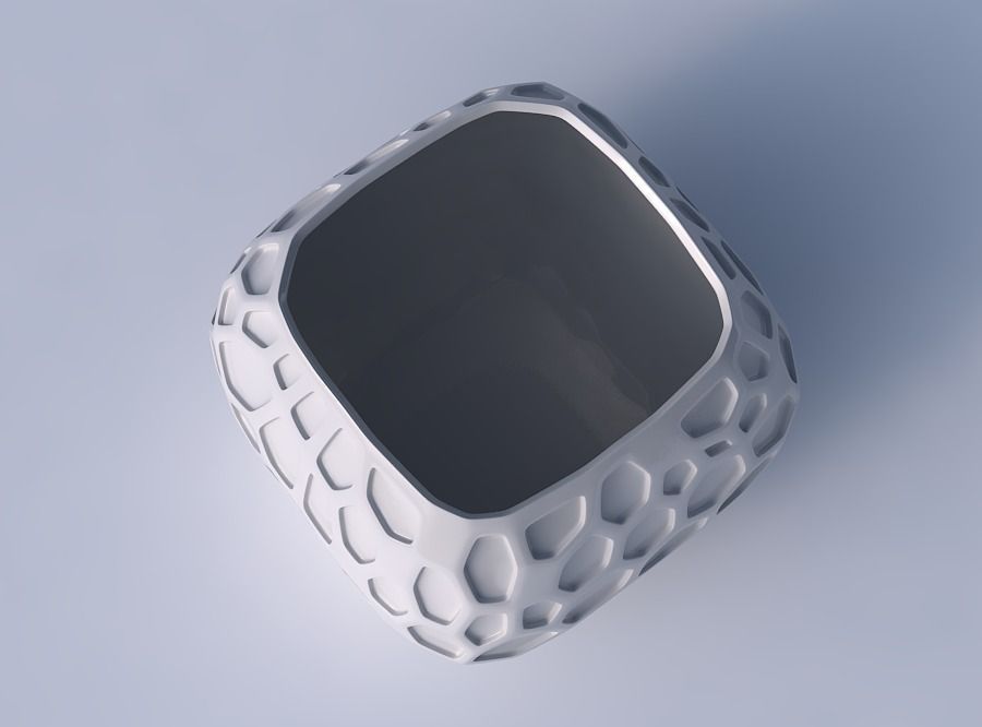 Bowl semi-quadratic with organic dents 3D print model_2