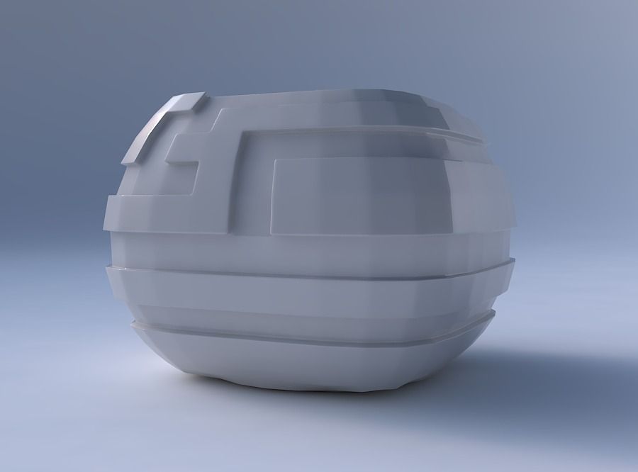 Bowl semi-quadratic with sharp ribbons 3D print model_4