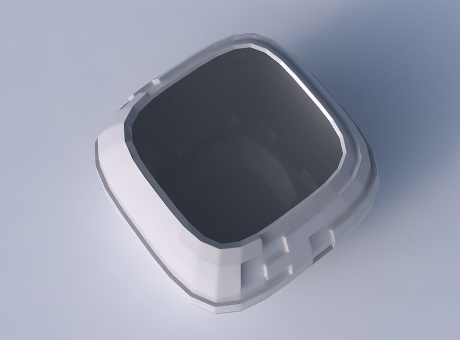 Bowl semi-quadratic with sharp ribbons 3D print model_2