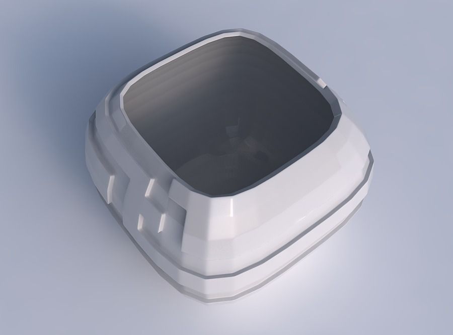 Bowl semi-quadratic with sharp ribbons 3D print model_1