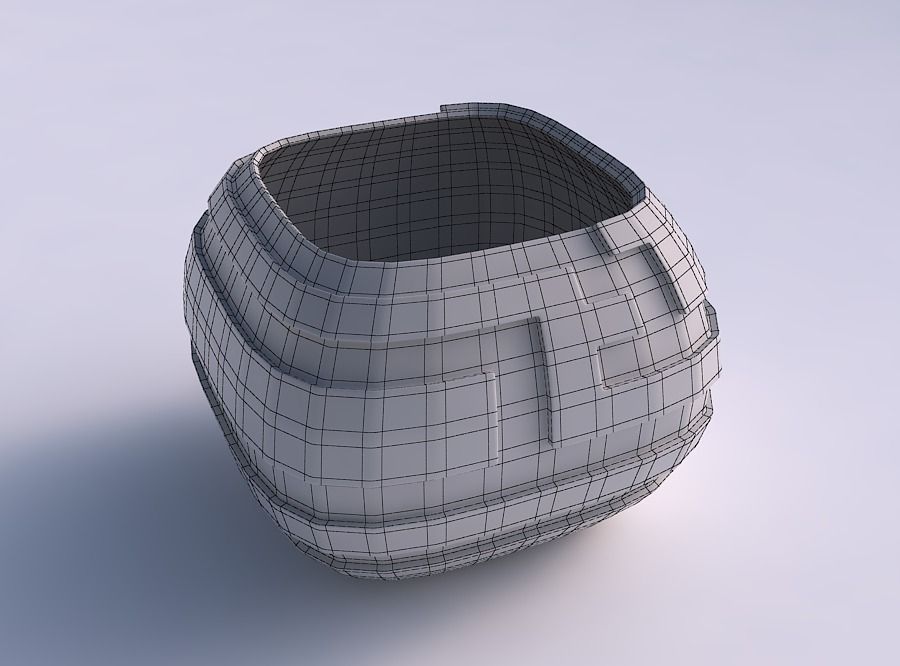 Bowl semi-quadratic with sharp ribbons 3D print model_5