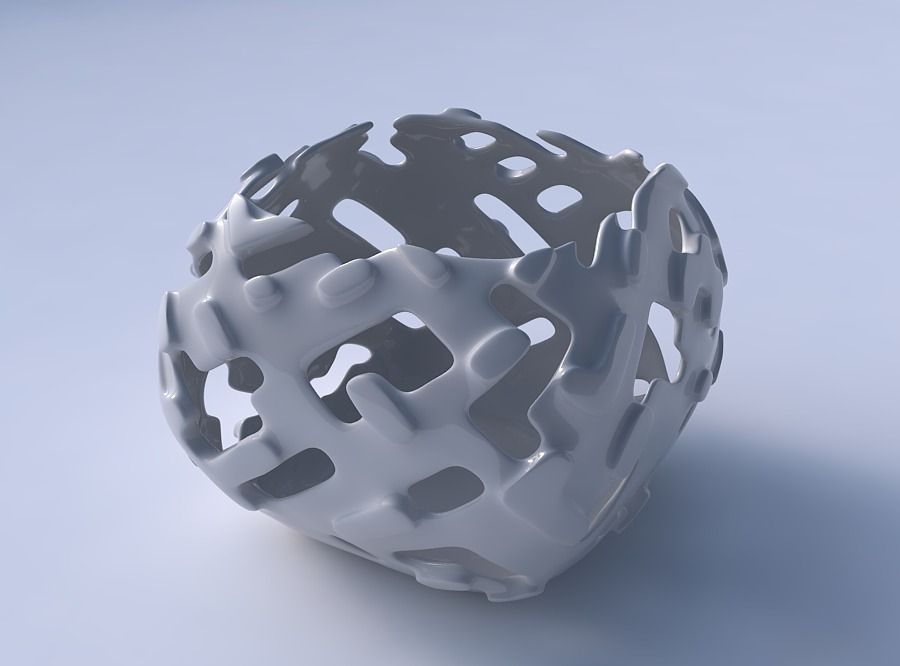 Bowl semi-quadratic with smooth cuts and bulges   3D print model_3