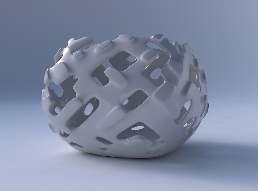 Bowl semi-quadratic with smooth cuts and bulges   3D print model_4