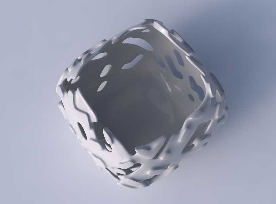 Bowl semi-quadratic with smooth cuts and bulges   3D print model_2