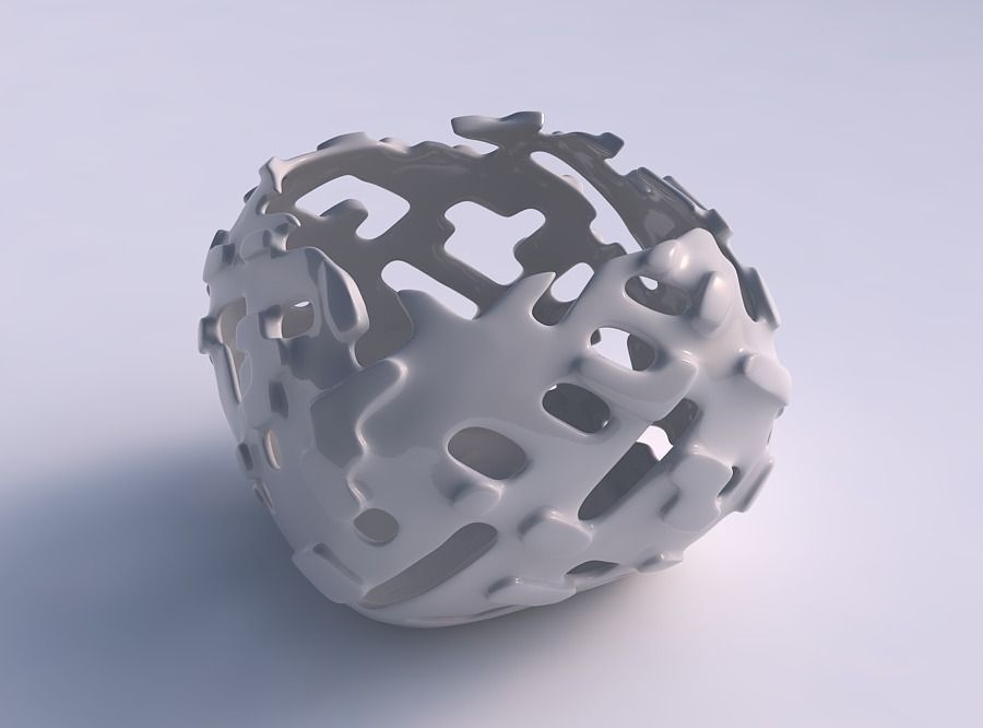 Bowl semi-quadratic with smooth cuts and bulges   3D print model_0