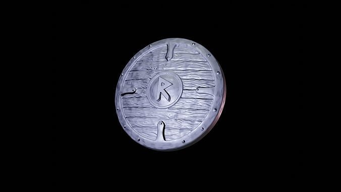 Scandinavian shield with rune Raidho 3D print model
