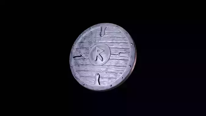 Scandinavian shield with rune Raidho 3D print model