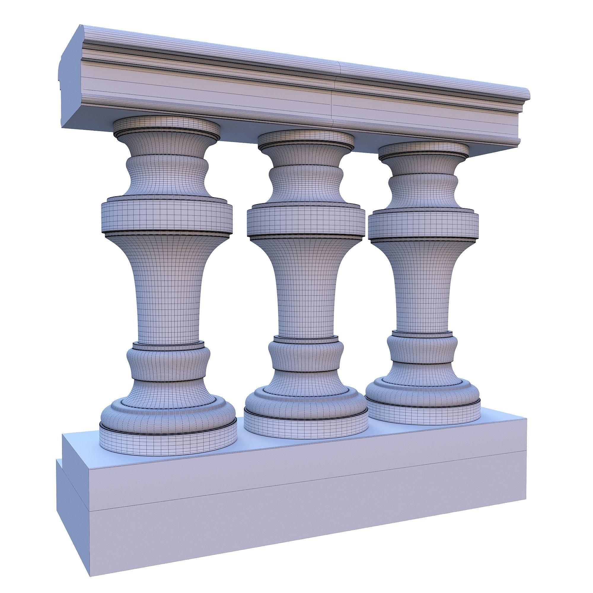 Stone balustrade 04 3D model_5