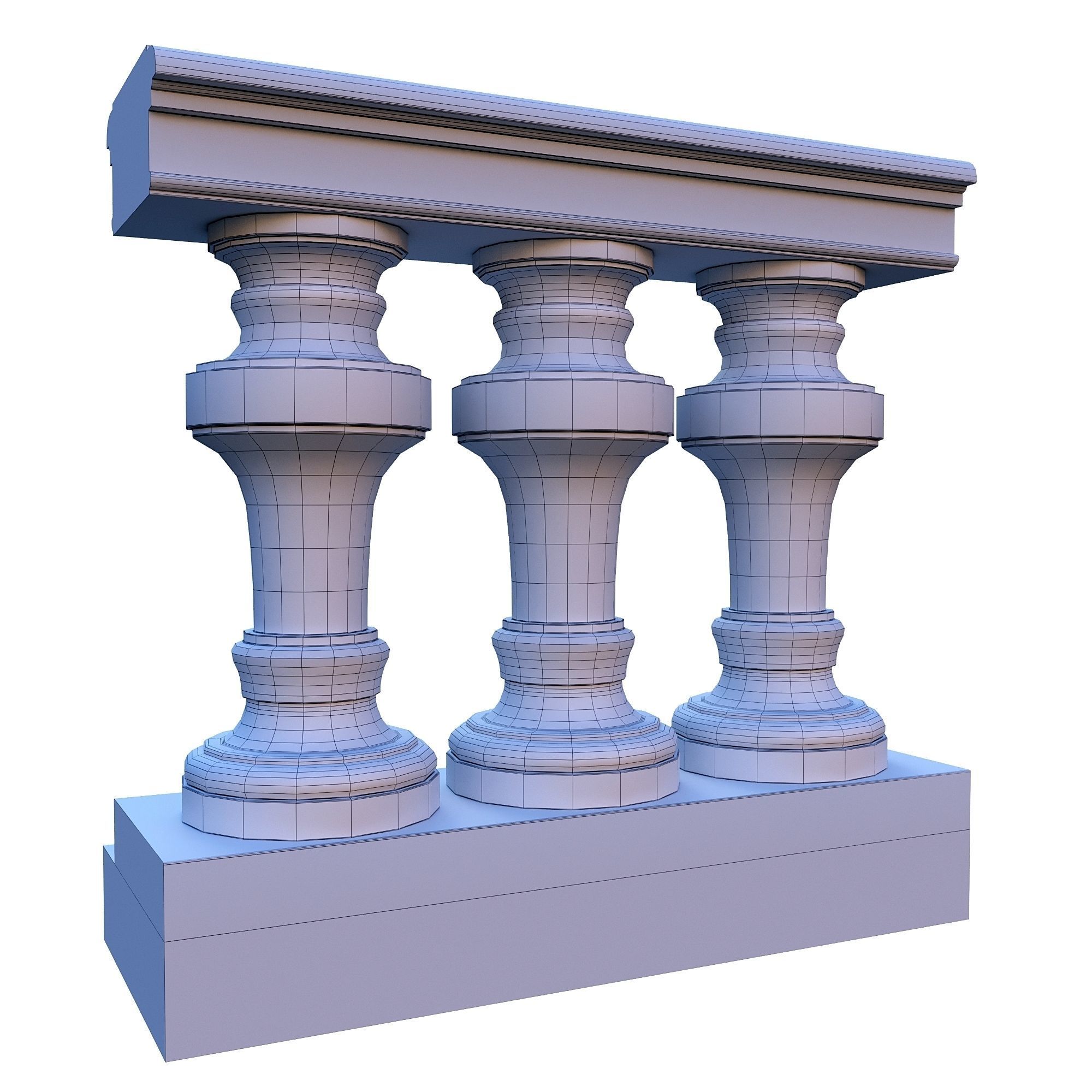 Stone balustrade 04 3D model_6