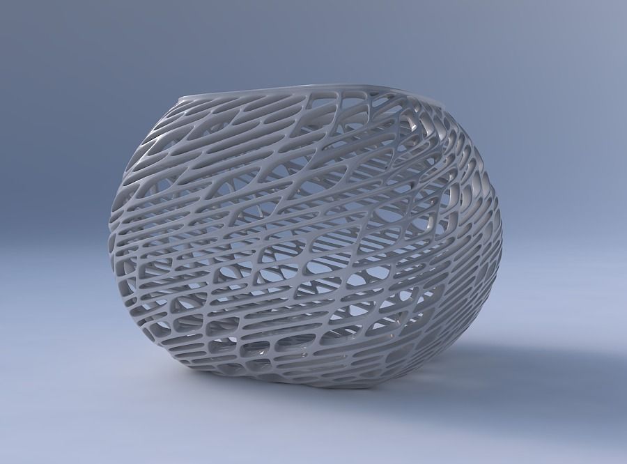 Bowl semi-quadratic with twisted lattice tiles 3D print model_4
