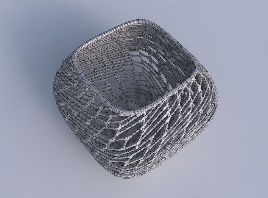 Bowl semi-quadratic with twisted lattice tiles 3D print model_6