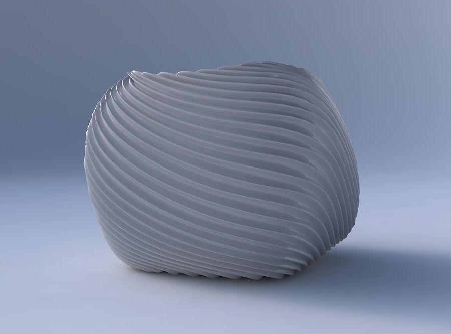 Bowl semi-quadratic with wavy extruded lines 2 3D print model_4
