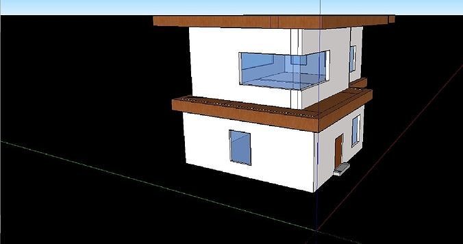 Modern cartoon house Free low-poly 3D model
