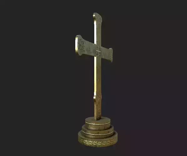 Medieval Altar Cross Low-poly 3D model