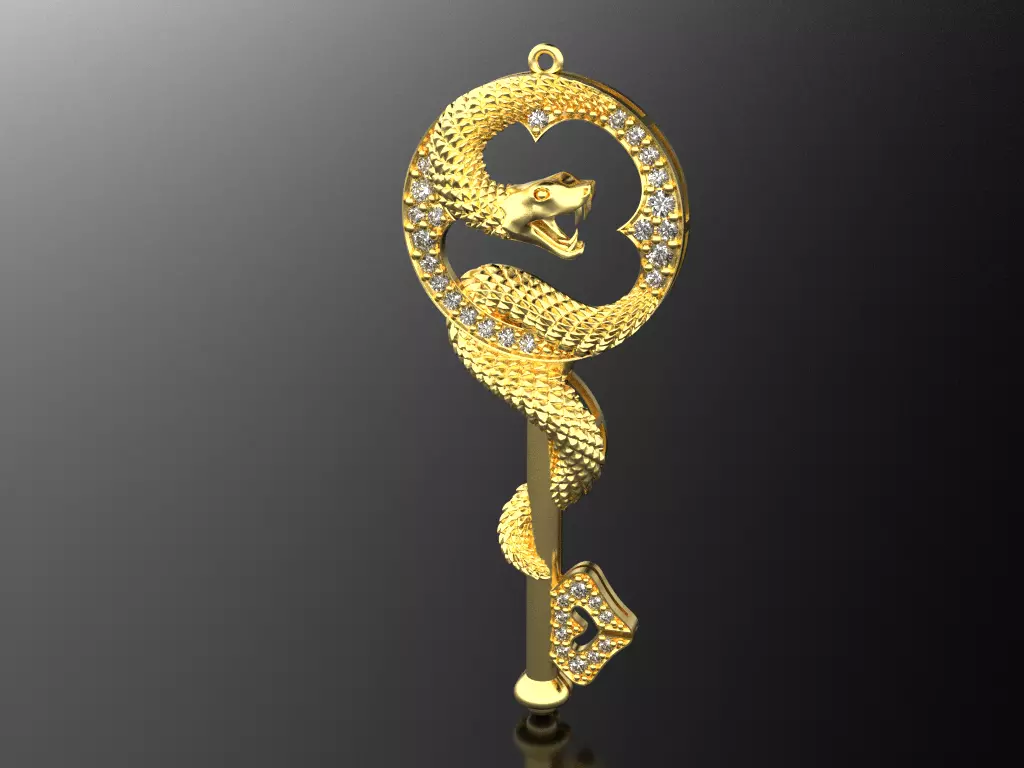 Snake Key Pendant 3D print model_0