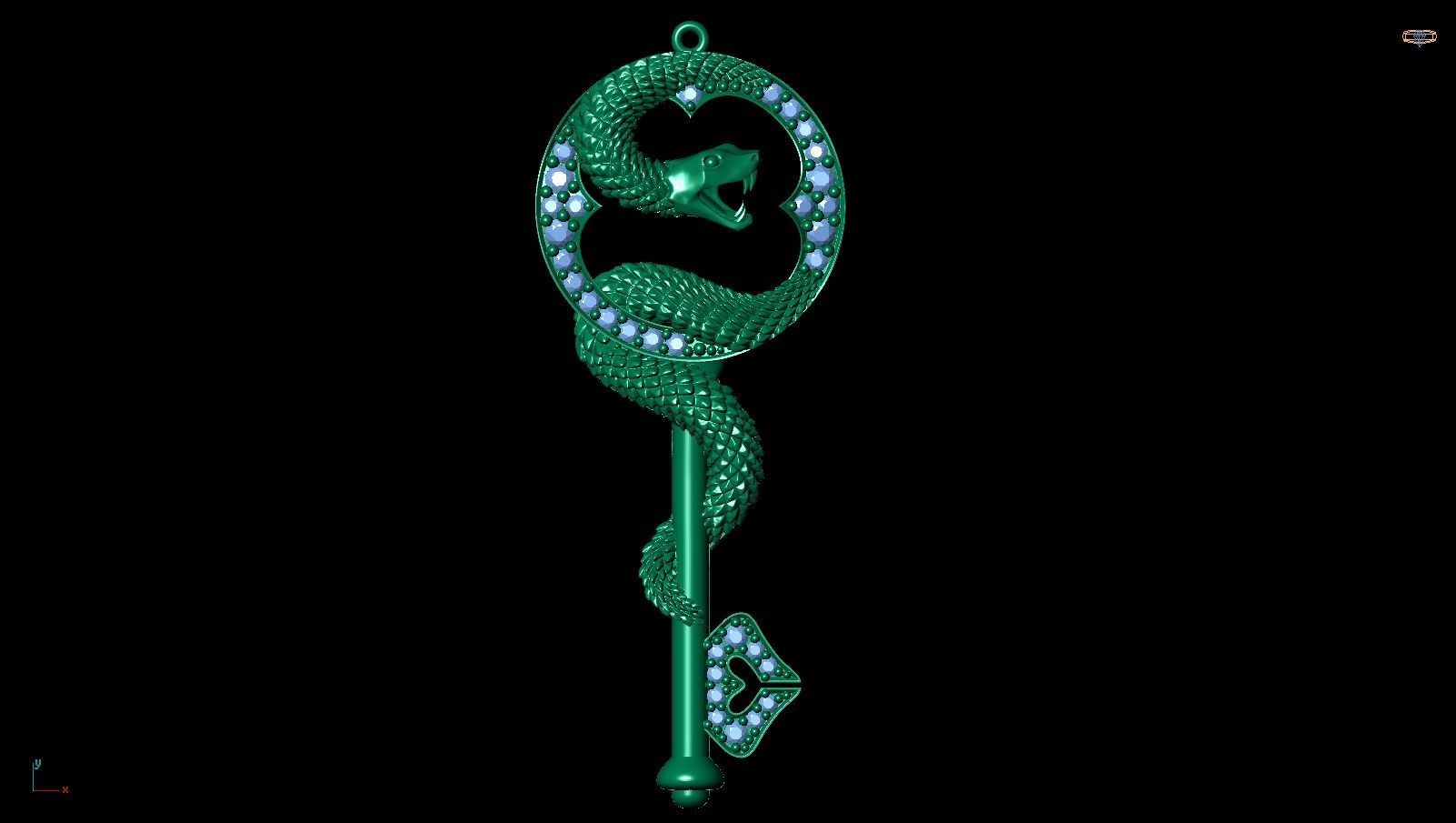 Snake Key Pendant 3D print model_1