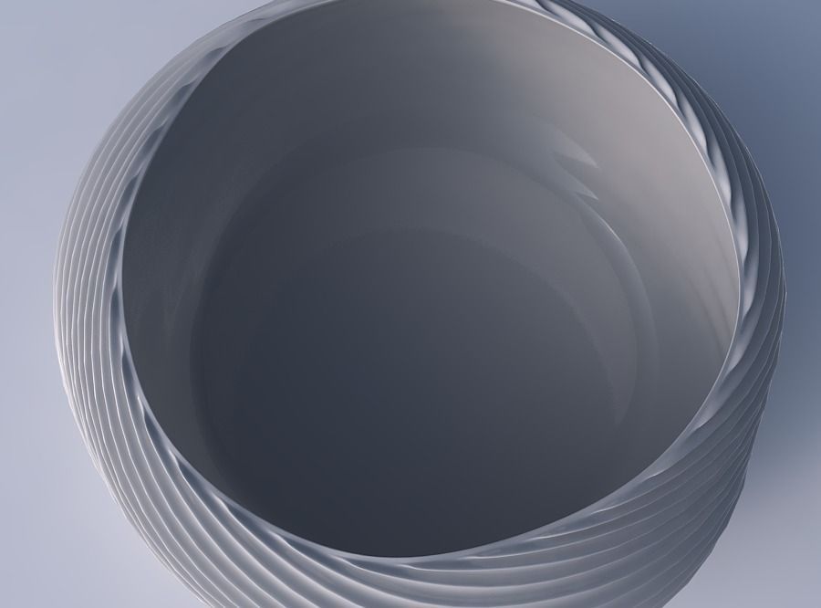 Bowl spheric squeezed wide with bent extruded lines 3 3D print model_2