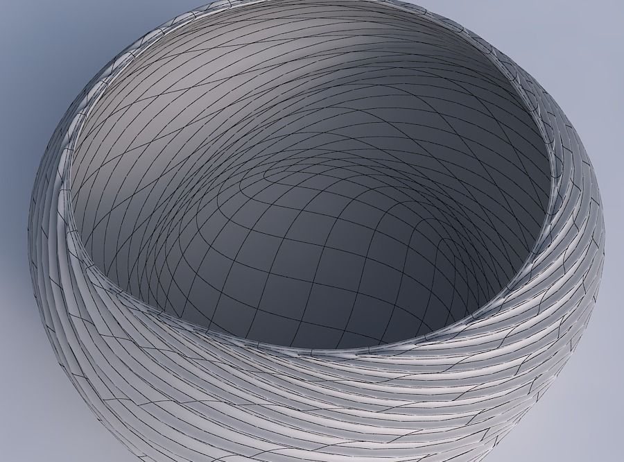 Bowl spheric squeezed wide with bent extruded lines 3 3D print model_6